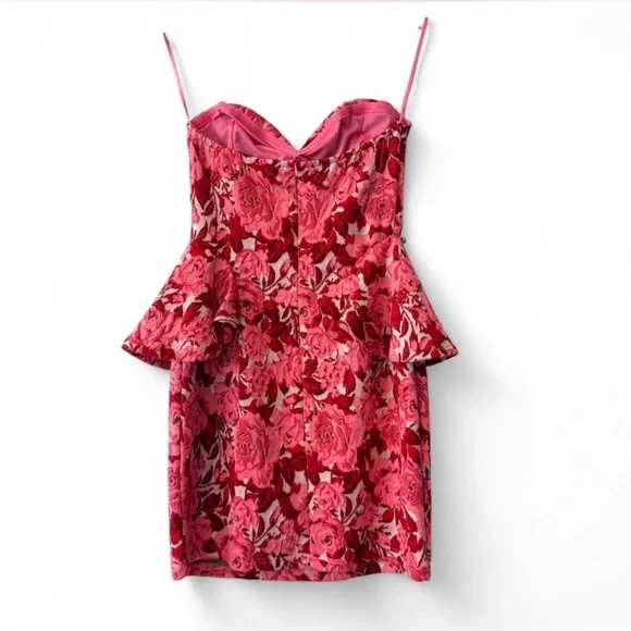 Zara Strapless Pink Floral Dress NWT - Picture 4 of 8